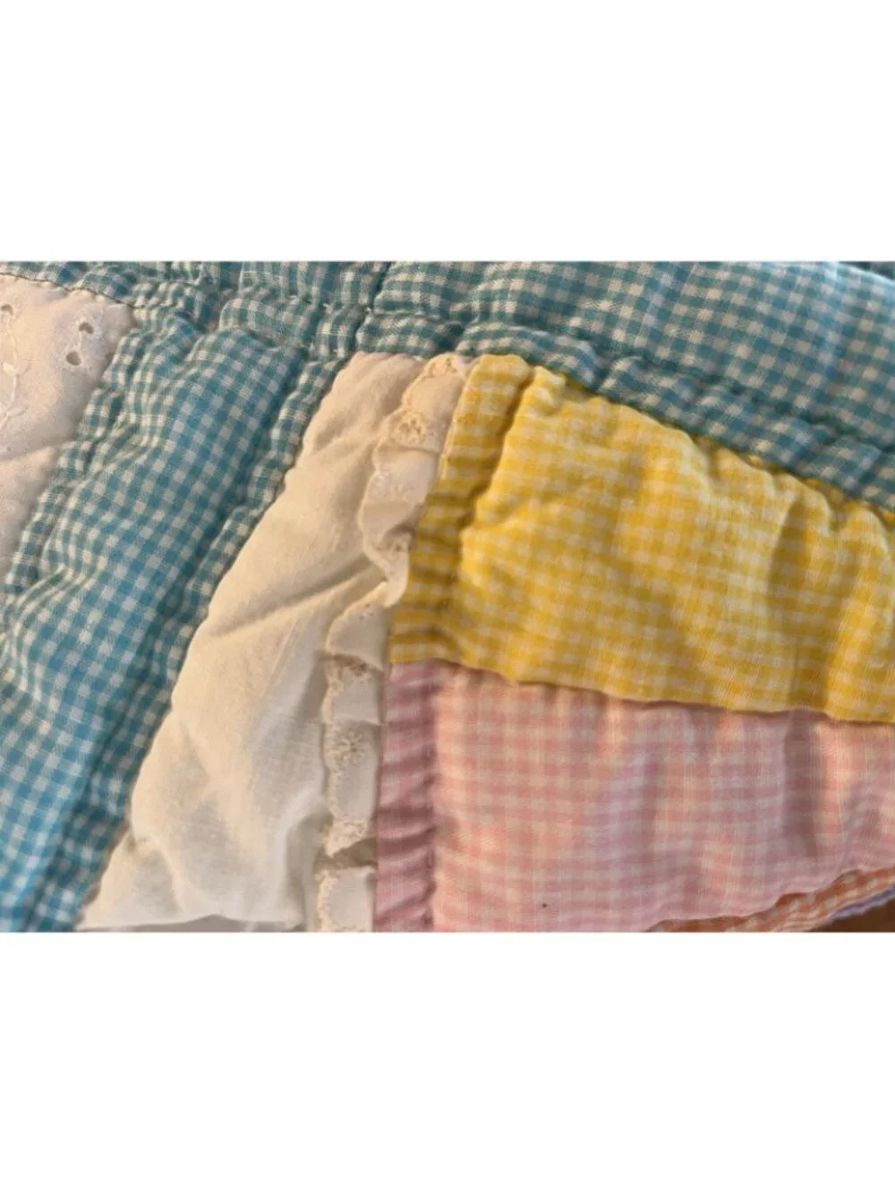 Hand Quilted Baby Quilt Pastel Rainbow Fan Design Nursery Decor 36” X 50”